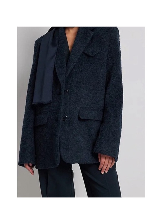 Na-Kd Jackets & Blazers - CLAIRE ROSE X NA-KD Navy Blue Brushed Wool Blazer Coat 34 Small